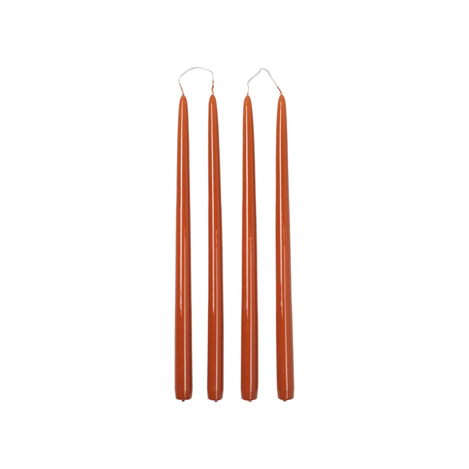 Broste Candle Taper Set Of 4 - Glossy Burned Orange